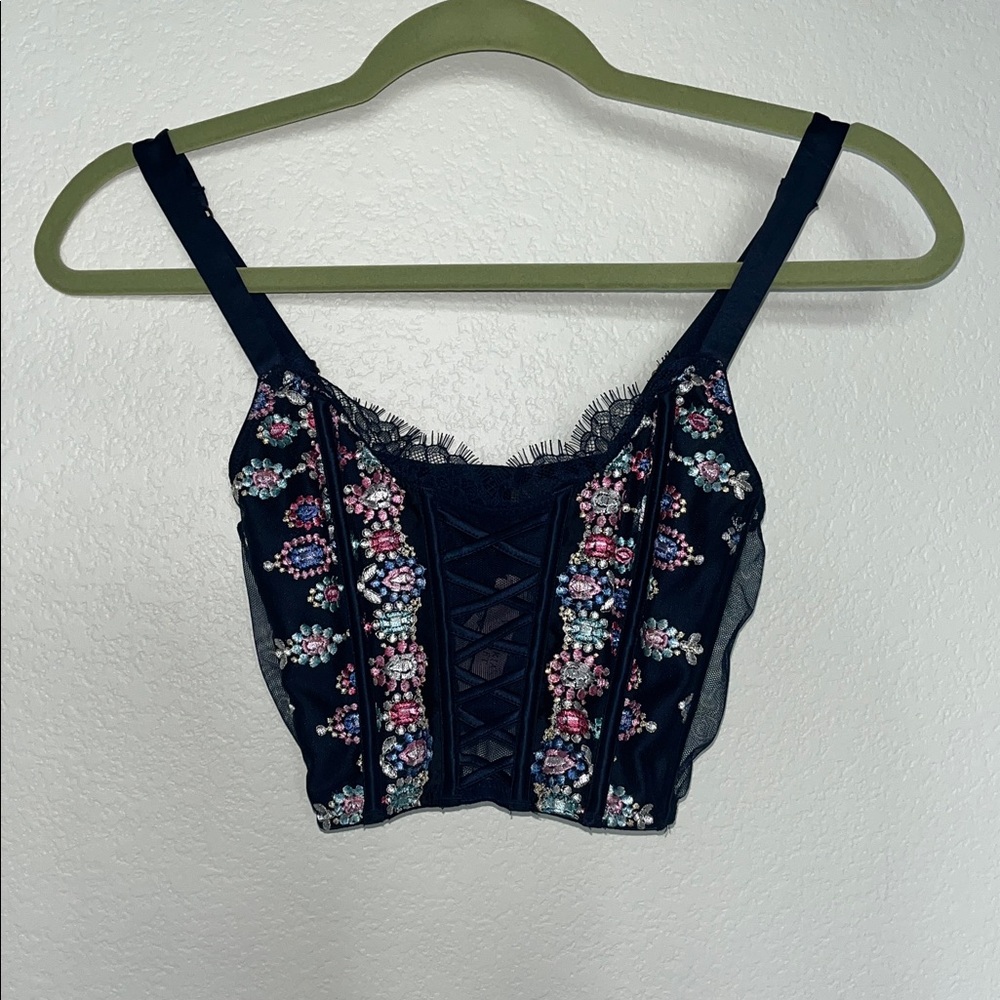 Victoria's Secret Black Floral Embroidered Top